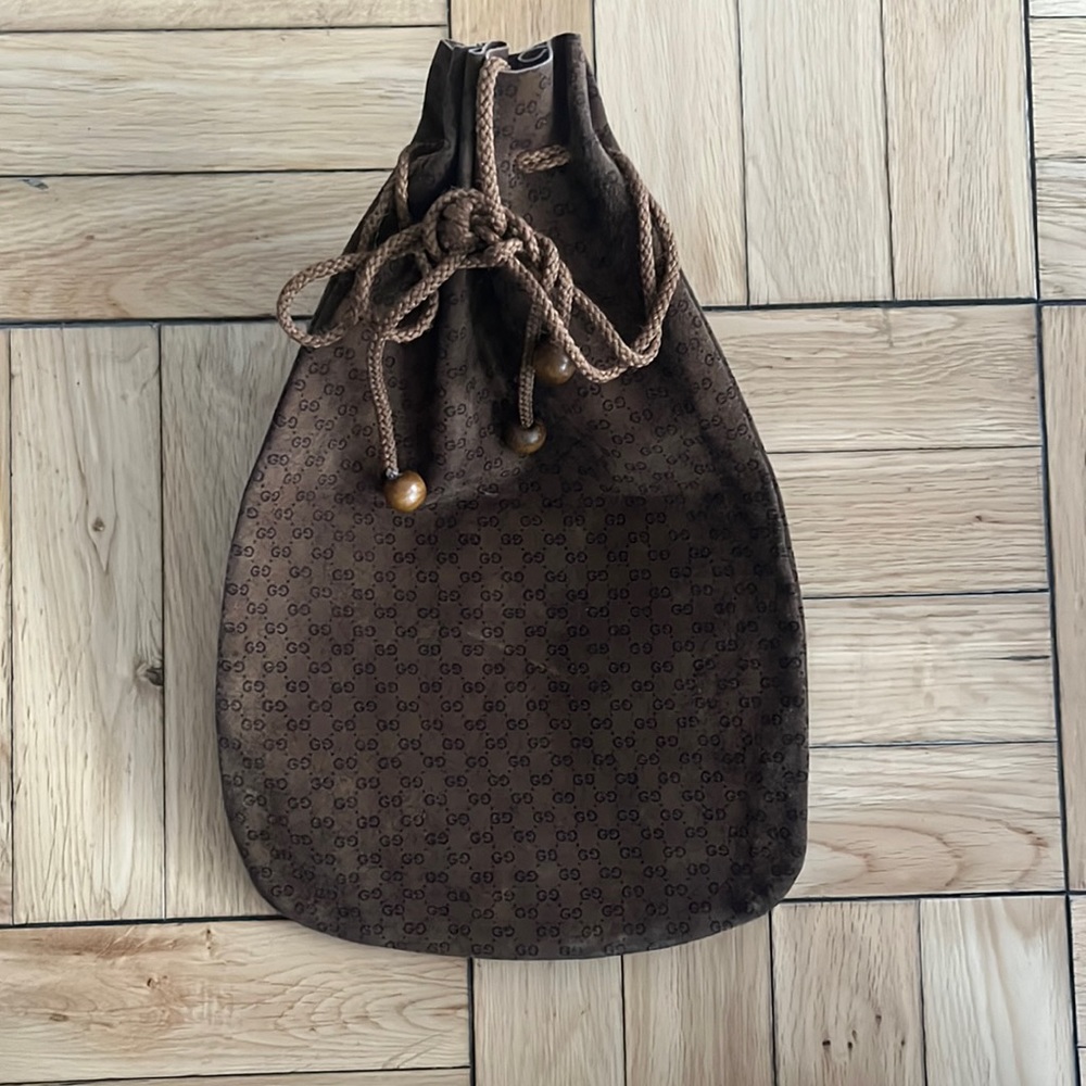 Gucci Monogram Suede Pouch / Purse